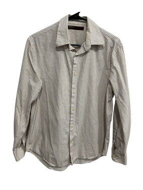 Perry Ellis Medium Mens Checkered Long Sleeve Shirt Surreal Retro Futurism